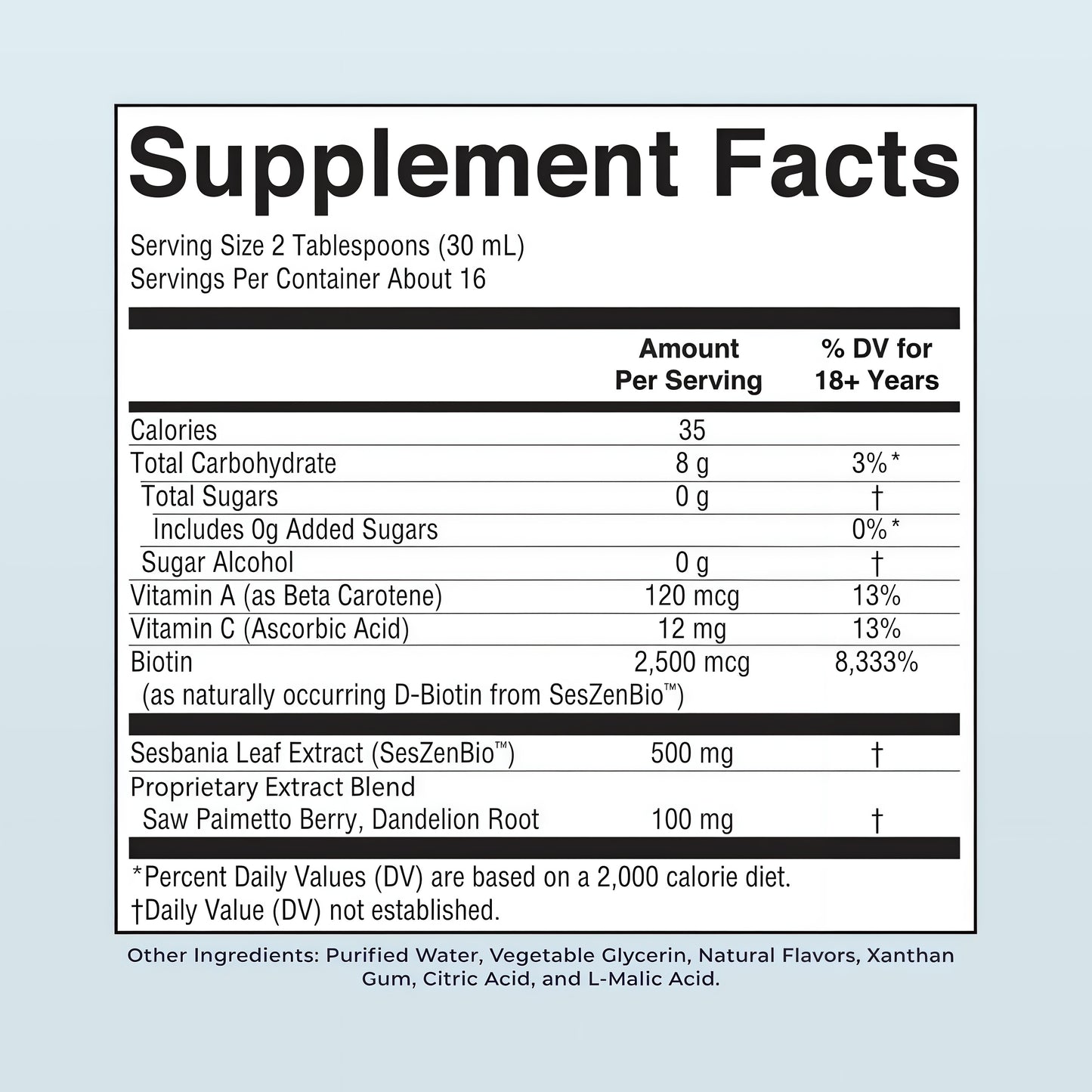 MARYRUTH'S Daily Liquid Hair Formula | With 500 mg SesZenBio™ + 2,500 mcg Biotin | Vitamin C | Thicker, Stronger Hair for Women | Hair, Skin, & Nail Health | Collagen Production | 16 Fl Oz
