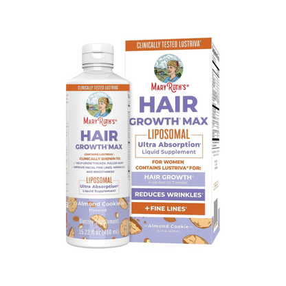 MaryRuth's Hair Growth Max Liposomal for Women | Lustriva® + Biotin 10000mcg + Pumpkin Seed Oil | Thicker Hair | Hair Care | Wrinkles, Fine Lines, Skin Care | Ages 18+ | CLP Certified | 15.22 Fl Oz
