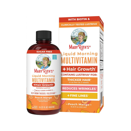 MARYRUTH'S Liquid Multivitamin + Hair Growth | Clinically Tested in Women for Thicker Hair & Facial Wrinkles | Biotin 10000mcg | Lustriva Hair Growth Supplements | Skin Care | Ages 18+ | 15.22 Fl Oz