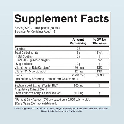 MARYRUTH'S Daily Liquid Hair Formula | With 500 mg SesZenBio™ + 2,500 mcg Biotin | Vitamin C | Thicker, Stronger Hair for Women | Hair, Skin, & Nail Health | Collagen Production | 16 Fl Oz
